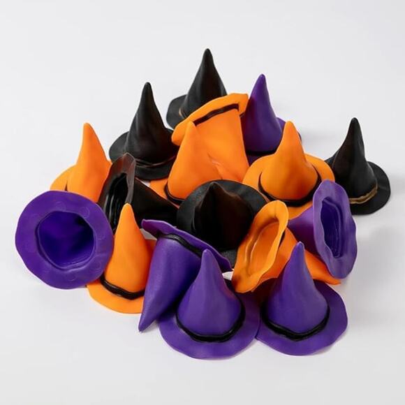 Mini Witch Hats 12 Pack Plastic Halloween Wizard Hats DIY Crafts Bottle Toppers